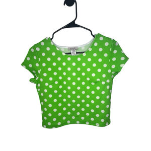 April Lime Green And White Polkadot Short Sleeve Baby Tee Shirt